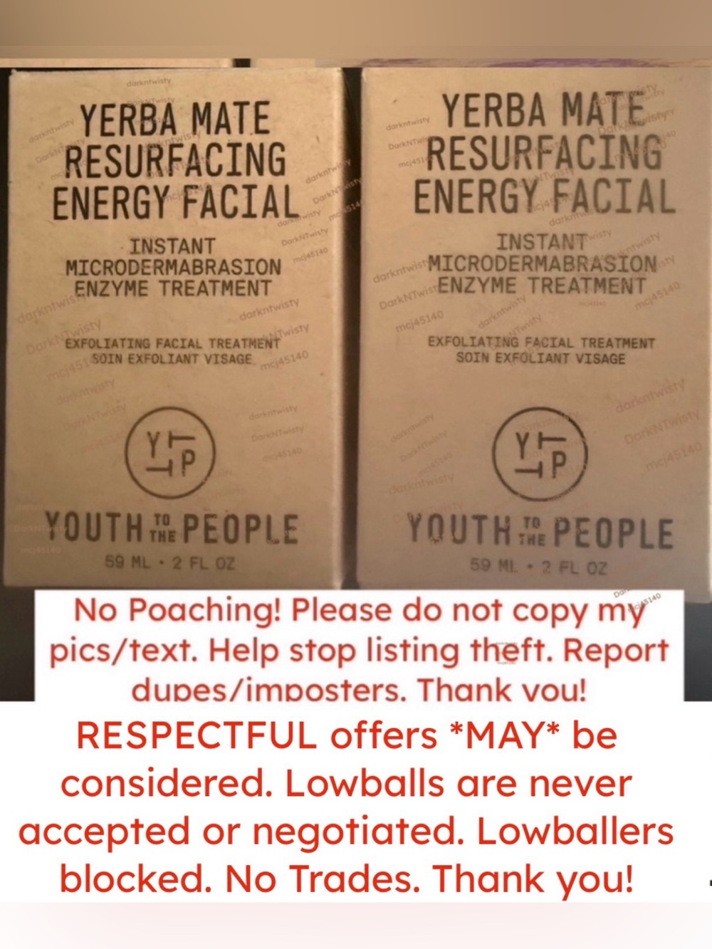 BNIB 2 Youth To The People Yerba Mate Resurfacing Energy Facial Microdermabras..